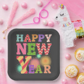 ファンキーなハッピーニューイヤー ペーパープレート (パーティー)