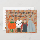 ファンキーなハロウィーンの衣装パーティーの招待状 インビテーションポストカード (正面/裏面)