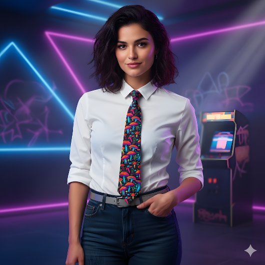 ファンキーなバイオルミネセントカイワタケ レトロ ネクタイ