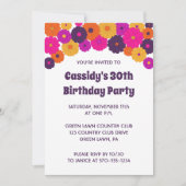 ファンキーなパープルとピンクのヒッピーフラワーパワー 招待状 (正面)