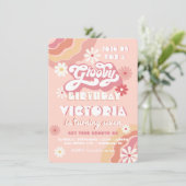 ファンキーなヒッピーの花の誕生日パーティー 招待状 (スタンド正面)