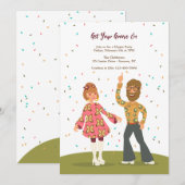 ファンキーなヒッピーカップルの招待状 招待状 (正面/裏面)