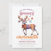 ファンキーなヒッピーレインボー ディスコクリスマスパーティ 招待状 (正面)