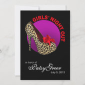 ファンキーなヒョウ柄ステレオの女の子の夜の集まり 招待状 (正面)