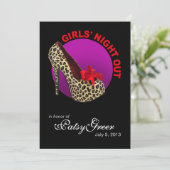 ファンキーなヒョウ柄ステレオの女の子の夜の集まり 招待状 (スタンド正面)