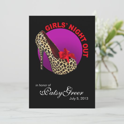 ファンキーなヒョウ柄ステレオの女の子の夜の集まり 招待状