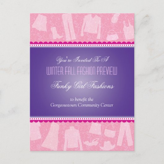 ファンキーなファッション・ショーの郵便はがき インビテーションポストカード (正面)