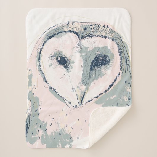 ファンキーなフクロウのポートレート シェルパブランケット (正面)