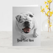 ファンキーなブルドッグのテンプレート-誕生日のお祝い カード (黄色い花)