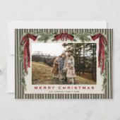 ファンキーなベルベットのクリスマス ボホ 赤いリボン 6 枚の写真 シーズンカード (正面)