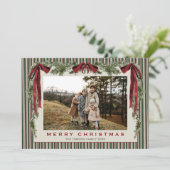 ファンキーなベルベットのクリスマス ボホ 赤いリボン 6 枚の写真 シーズンカード (スタンド正面)