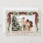 ファンキーなベルベットのクリスマス ボホ 赤いリボン 6 枚の写真 シーズンカード (正面)