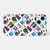 ファンキーなメイクアップコスメコラージュパターン iPhone 15ケース (裏面横)