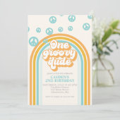 ファンキーなヤツのレトロボーイ1歳誕生日パーティー招待状 招待状 (スタンド正面)