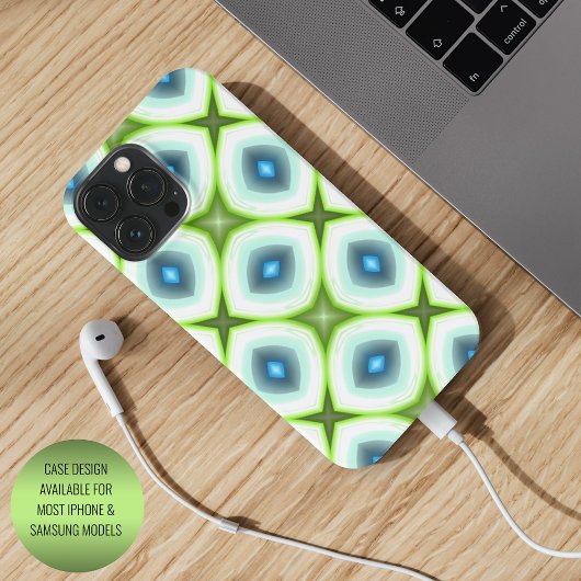 ファンキーなライムグリーン+アクア+ターコイズのスクエアアートモザイク Case-Mate iPhoneケース