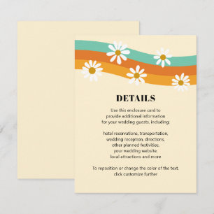 ファンキーなレインボー 1970年代スタイルのボヘミアンダイシーのウェディング エンクロージャーカード