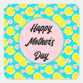 ファンキーなレトロで明るい柑橘系のフルーツの母の日 スクエアシール