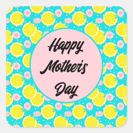 ファンキーなレトロで明るい柑橘系のフルーツの母の日 スクエアシール (正面)