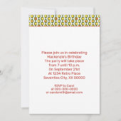 ファンキーなレトロオリーブビーズカスタムカラーパターン パーティー 招待状 (正面)