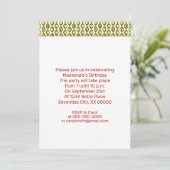 ファンキーなレトロオリーブビーズカスタムカラーパターン パーティー 招待状 (スタンド正面)