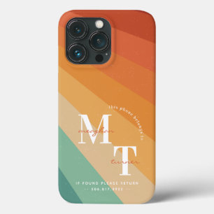 ファンキーなレトロ70年代のグルービーストライプ   モノグラム  iPhone 13 PROケース