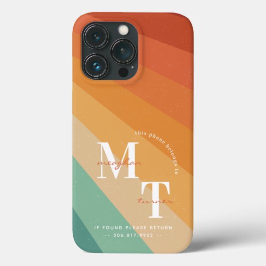 ファンキーなレトロ70年代のグルービーストライプ | モノグラム  Case-Mate iPhoneケース (裏面)