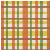 ファンキーなレトロ70sのオレンジ黄色の格子縞 ファブリック (見本)