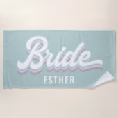 ファンキーなレトロ80'sパステルカラーの花嫁お色直しウェディング ビーチタオル (正面)