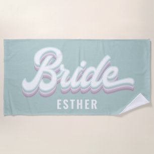 ファンキーなレトロ80'sパステルカラーの花嫁お色直しウェディング ビーチタオル