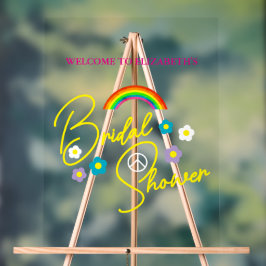 ファンキーなレトロ ブライダルシャワー アクリルサイン