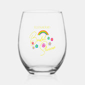 ファンキーなレトロ ブライダルシャワー ステムなしワイングラス (正面)