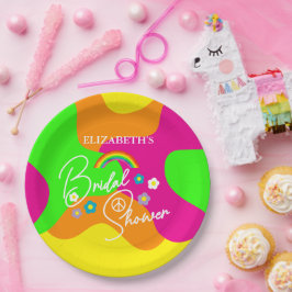 ファンキーなレトロ ブライダルシャワー ペーパープレート