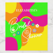 ファンキーなレトロ ブライダルシャワー ワインラベル (シングルラベル)