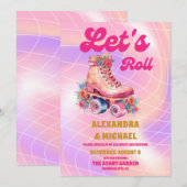 ファンキーなレトロ ローラー スケート ウェディング 招待状 (正面/裏面)