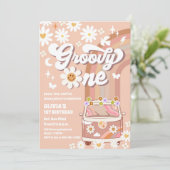 ファンキーなレトロ 1歳の誕生日パーティーへの招待状 招待状 (スタンド正面)