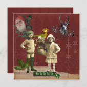 ファンキーなヴィンテージのクリスマスのコラージュのクリスマスカード シーズンカード (正面/裏面)
