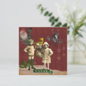 ファンキーなヴィンテージのクリスマスのコラージュのクリスマスカード シーズンカード (スタンド正面)