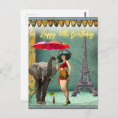 ファンキーなヴィンテージ女性の50歳誕生日 ポストカード (正面/裏面)