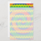ファンキーな原色の渦巻のシェブロンのジグザグ形のデザイン 便箋 (正面/裏面)