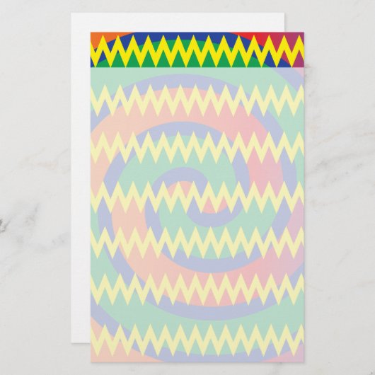 ファンキーな原色の渦巻のシェブロンのジグザグ形のデザイン 便箋 (正面/裏面)