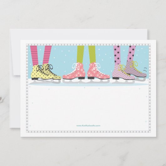 ファンキーな女の子のアイススケートの誕生会 招待状 (裏面)