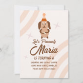 ファンキーな子犬の誕生日パーティー 招待状 (正面)