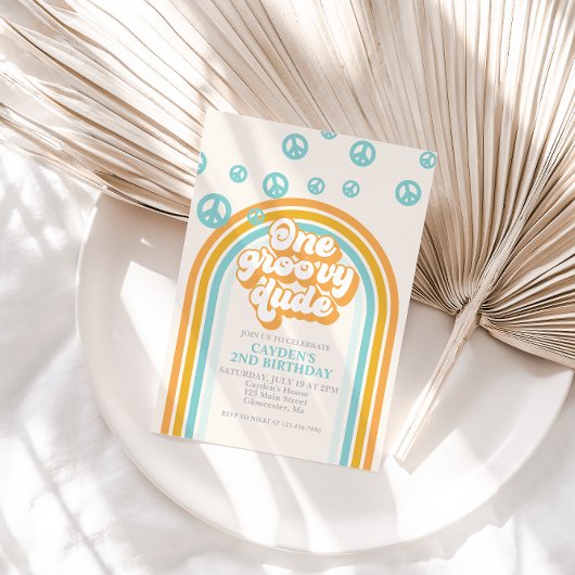 ファンキーな少年 レトロボーイ 1歳の誕生日パーティー招待状 招待状