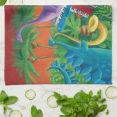 ファンキーな恐竜バンド キッチンタオル (折り畳み)