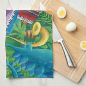 ファンキーな恐竜バンド キッチンタオル (四つ折り)