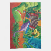 ファンキーな恐竜バンド キッチンタオル (縦)
