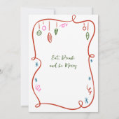 ファンキーな手描きのクリスマス・ホリデーパーティ 招待状 (裏面)