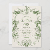 ファンキーな手描きのクリスマス・ホリデーパーティ 招待状 (正面)