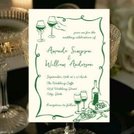 ファンキーな手描き落書きレトロウェディング 招待状