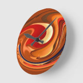 ファンキーな抽象芸術によって燃やされるオレンジおよび赤いデザイン ラウンド壁時計 (傾斜)